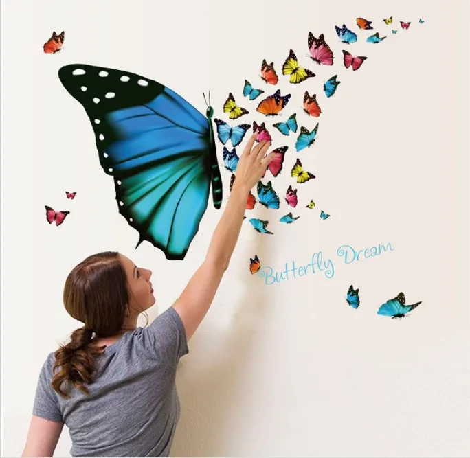 SK36001 стиль завиток бабочка гостиная детская комната окружающей среды декоративное украшение стены клей бумага Настенная Наклейка