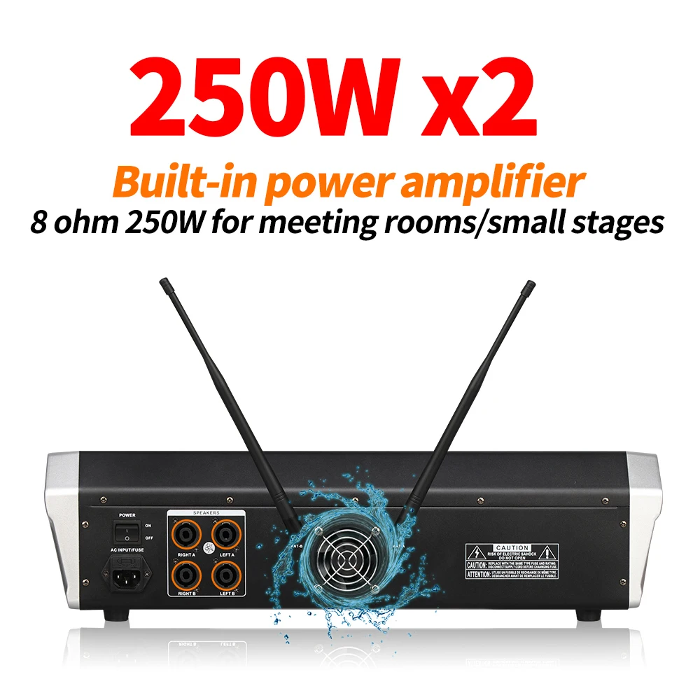 US $270.43 Professional Audio Mixer With Amplifier 250W2 Wireless Microphone Bluetooth Music USB DJ Sound Mixing 16 DSP 48V Phantom Power