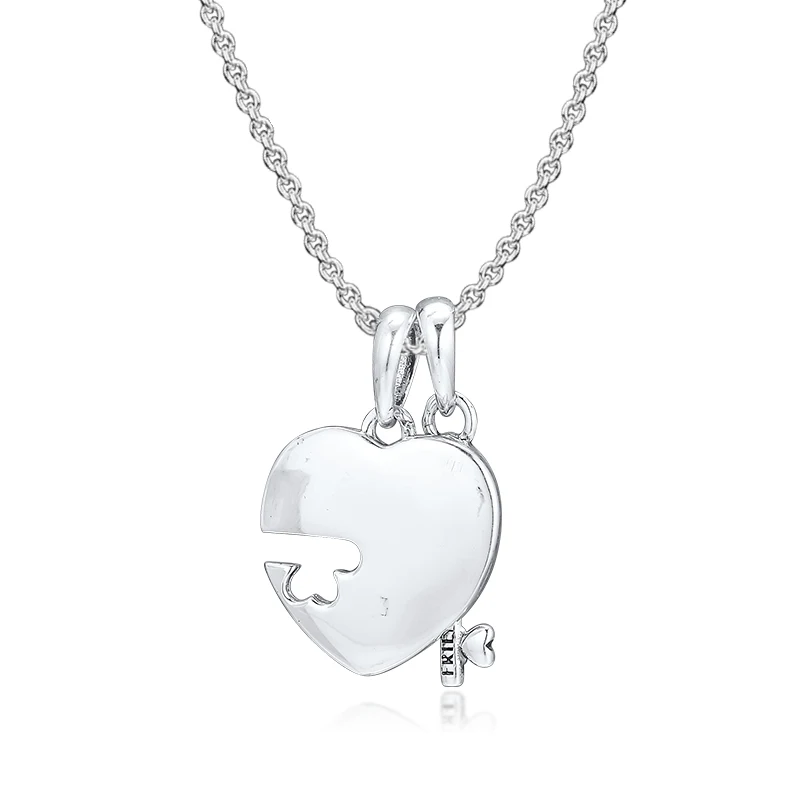 CKK подходит браслет Pandora из стерлингового серебра 925 Шарм бисера сердце и ключ ожерелье бусины шармы для рукоделия аксессуары для ювелирных изделий