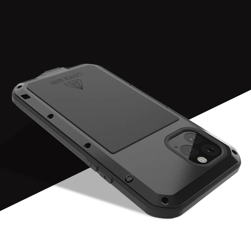 Мощный чехол Love Mei для iPhone 11 6,1/11 Pro 5,8/11 Pro Max 6,5 противоударный металлический алюминиевый корпус из закаленного стекла