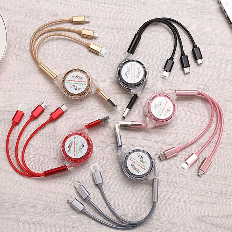 USB cable FLOVEME 3 in 1 USB Cable For Lightning Type C Micro USB Fast Charging Cable For iPhone 14 Charger Android Phones Quick Charge