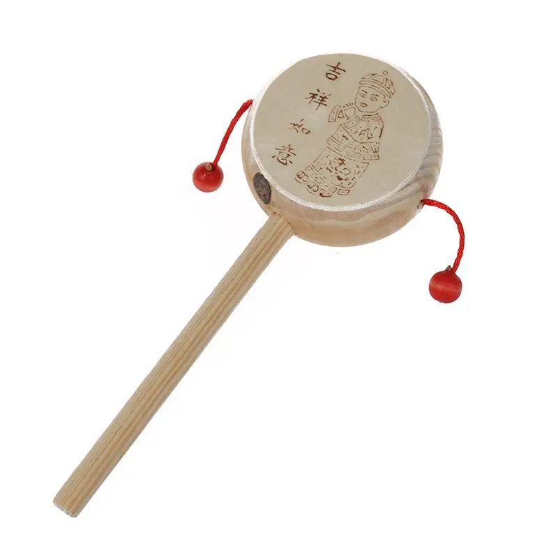 chinese old wooden rattle drum hand shake toy for children