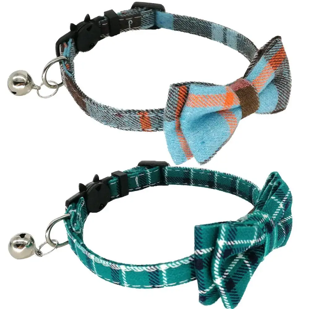 Cat Collar Breakaway with Cute Bow Tie and Bell for Kitty and Some Puppies, Adjustable from 7.8-10.5 Inch