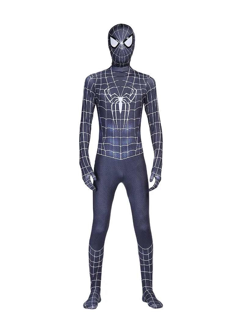 Black spiderman Взрослый Детский костюм Человека-паука, Железного человека, Капитана Америки, аквамена, яда, Дэдпула, секретный военный костюм, косплей, костюм супергероя на Хэллоуин, мужской комбинезон - Цвет: Black spiderman