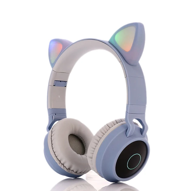 Sky Blue New Gaming LED Headphones Bluetooth 5.0 Young People Kids Headset for Phone PC Laptop Kids HeadphonesTF Card 3.5Mm Plug with Mic - Цвет: Sky Blue