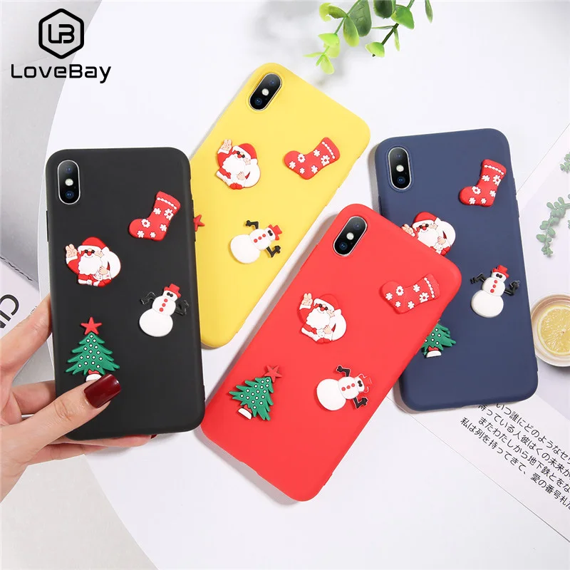 

Lovebay 3D Merry Christmas Phone Case For iPhone XR XS Max Hot Christmas Deer For iPhone 6 6s 7 8 Plus X Soft Back Cover Gift