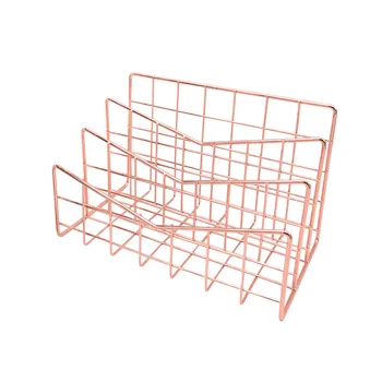 

Magazine Holder Grid 3 Compartments Bookshelf Wrought Iron Letter Storage Rack Tray Holder New Office Desk organizer File Tray