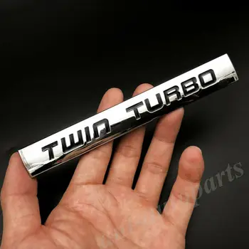 

Metal Chrome Twin Turbo Engine Car Trunk Emblem Badge Decals Sticker
