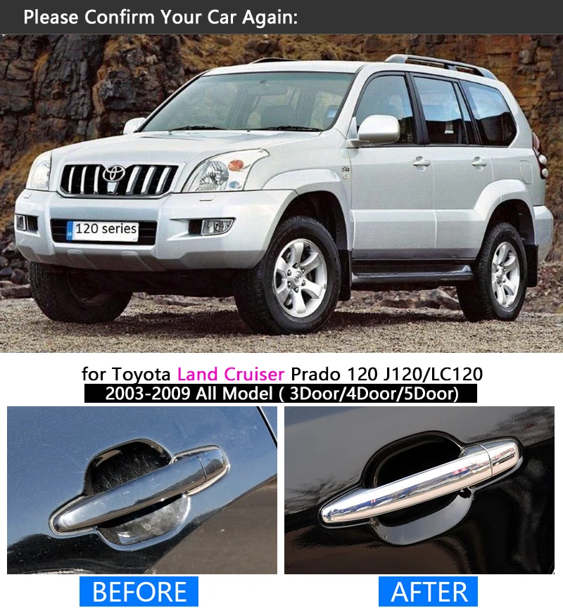 FUNDUOO хромированная крышка ручки двери для Toyota Land Cruiser Prado 120 J120 LC120 2003