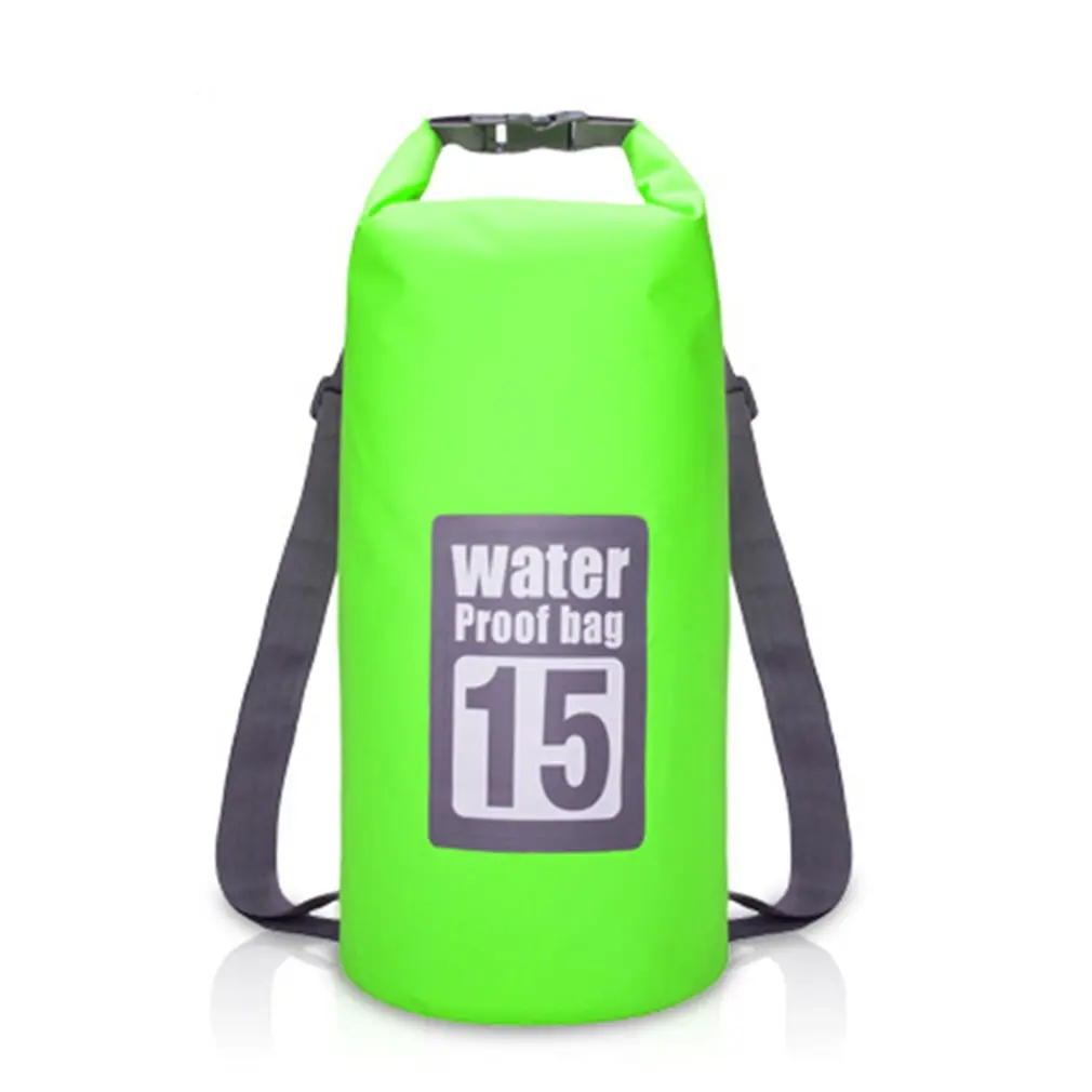 green 15L Водонепроницаемая сумка для плавания, рюкзак для сухого плавания, складная дорожная сумка для хранения, большая емкость для каноэ, рафтинга на каяке - Цвет: green 15L