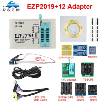 

2019 EZP2019 Full set High-Speed USB SPI Programmer+12 Adapter SOP8 test clip sop8/16 Support 24 25 93 EEPROM 25 Flash Bios Chip