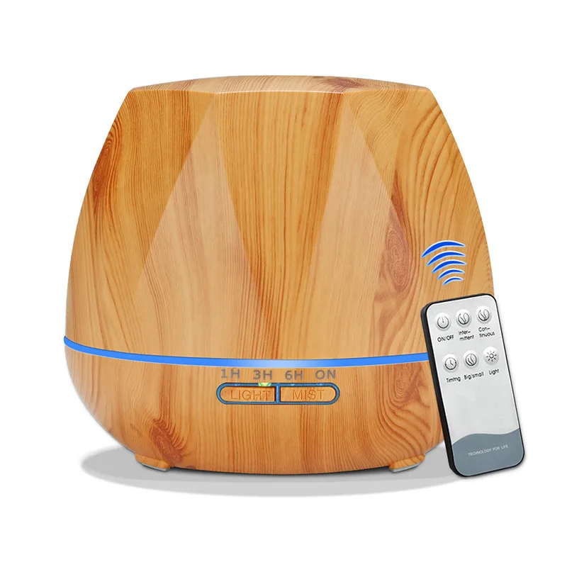 Smart Wifi app 550 мл Арома эфирные масла диффузор увлажнитель воздуха совместим с пультом дистанционного управления домашняя ароматерапия Рождество - Цвет: light wood remote