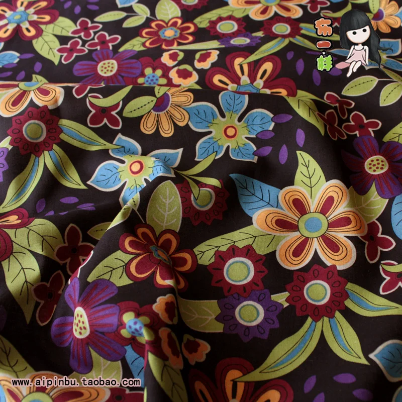 

2019 Rushed Patchwork Free Shipping [as A Quilt Pavilion] Scarce Cotton Deep Coffee Color Sunflower Print/clothing Diy Fabrics