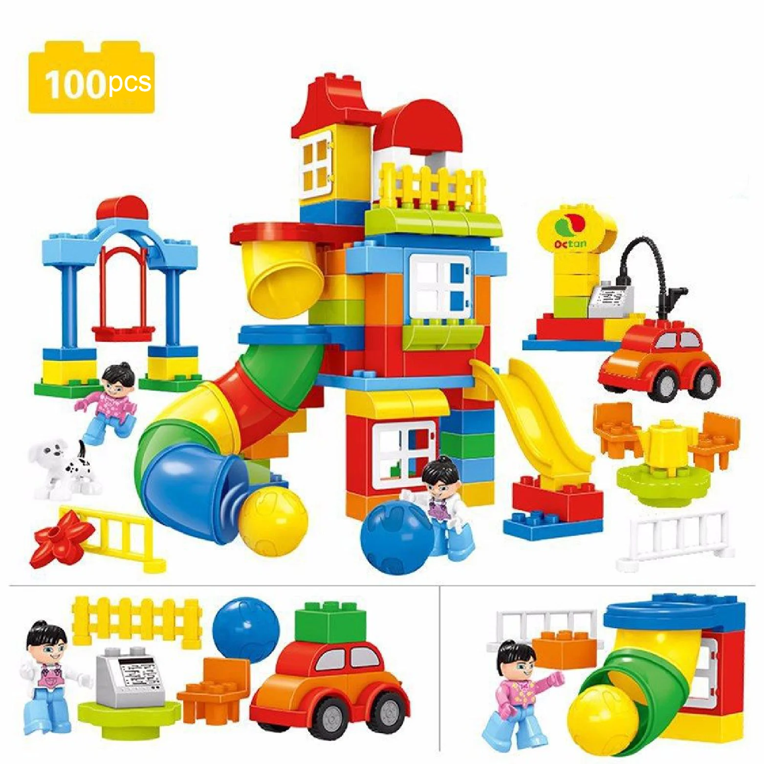 

100PCS Diy Big Size Building Blocks Bricks Sets Pipeline Paradise Compatible with Duplo Educational Toys Gifts for Children kids