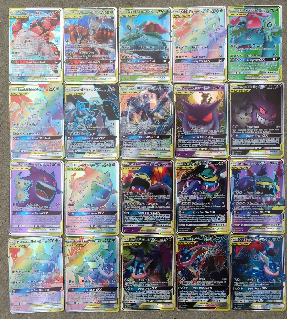 Новая карта 100N/M шт 40 команда+ 60GX ультра зверь TCG блестящие карты игра битва торговая игра для детей игрушки Рождество