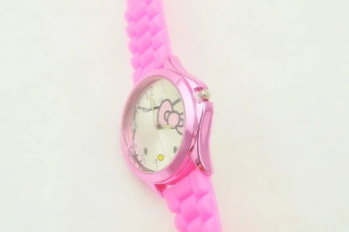 Детские часы с рисунком hello kitty, корейское издание, KT cat, желейные цветные часы для девочек, студенческие часы hello kitty