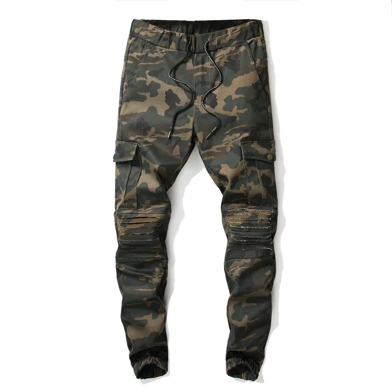 

Camouflage Pants Men Cut Rotten Bib Overall Ozhouzhan with Holes Beam Leg Jeans Men's with Drawstring Boxers Casual