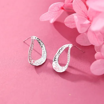 

Leouerry 925 Sterling Silver Irregular Waterdrop Earrings Personality Openwork Geometric Stud Earrings for Women Fine Jewelry