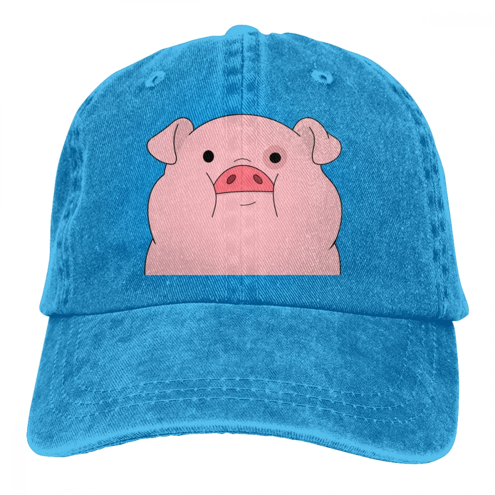 Ленивый милый поросенок Casquette черный унисекс Мужские Женские джинсовые бейсболка с ремешком кепки Регулируемый Гольф папа шляпа