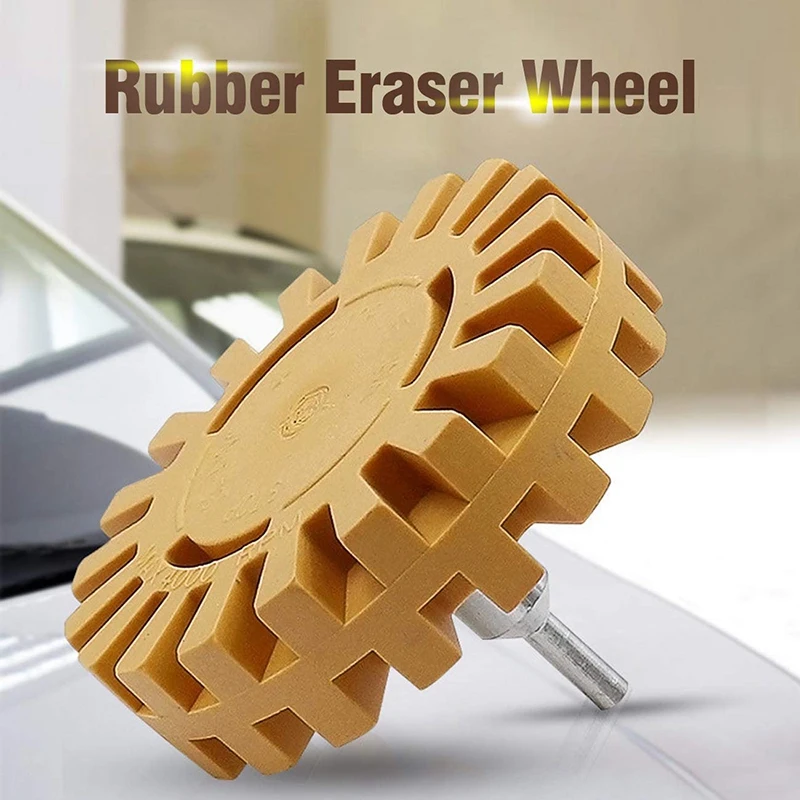 4 Pack Car Decal Remover Kit Set, Including Chenille Glove/Scraper/ 4 Inch Rubber Eraser Wheel/Drill Adapter Kit