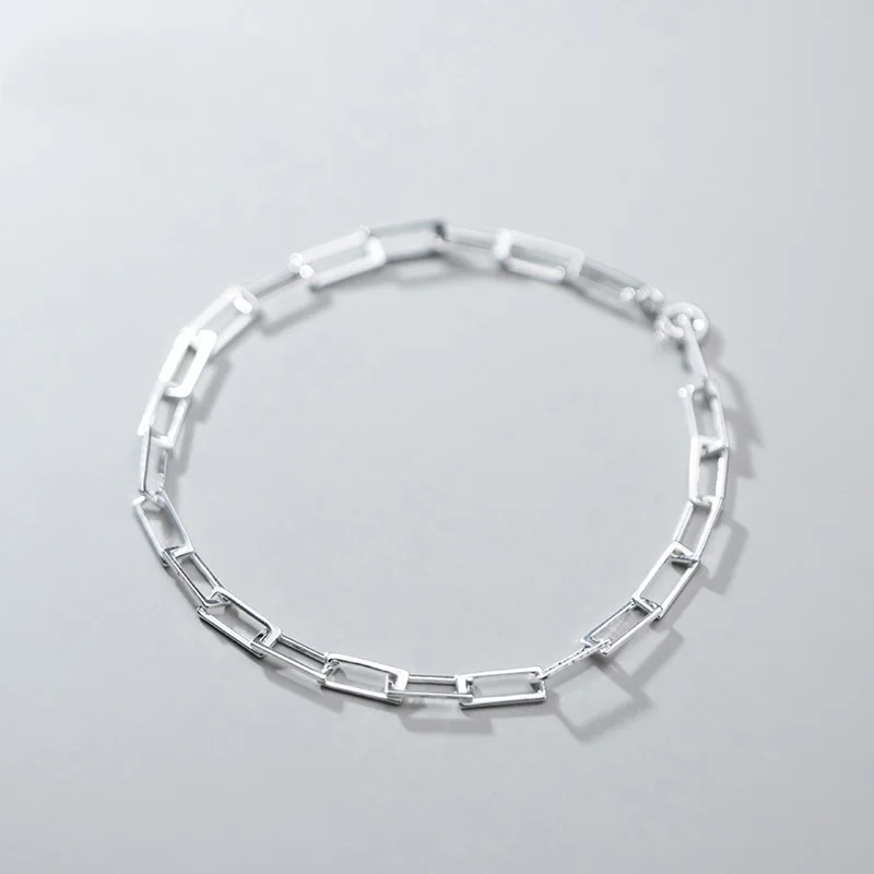 Silver Trustdavis минималистский 925 пробы серебряные модные прямоугольник браслет-цепочка для Для женщин стерлингового серебра обручальные ювелирные изделия подарок DS2501 - Окраска металла: Silver