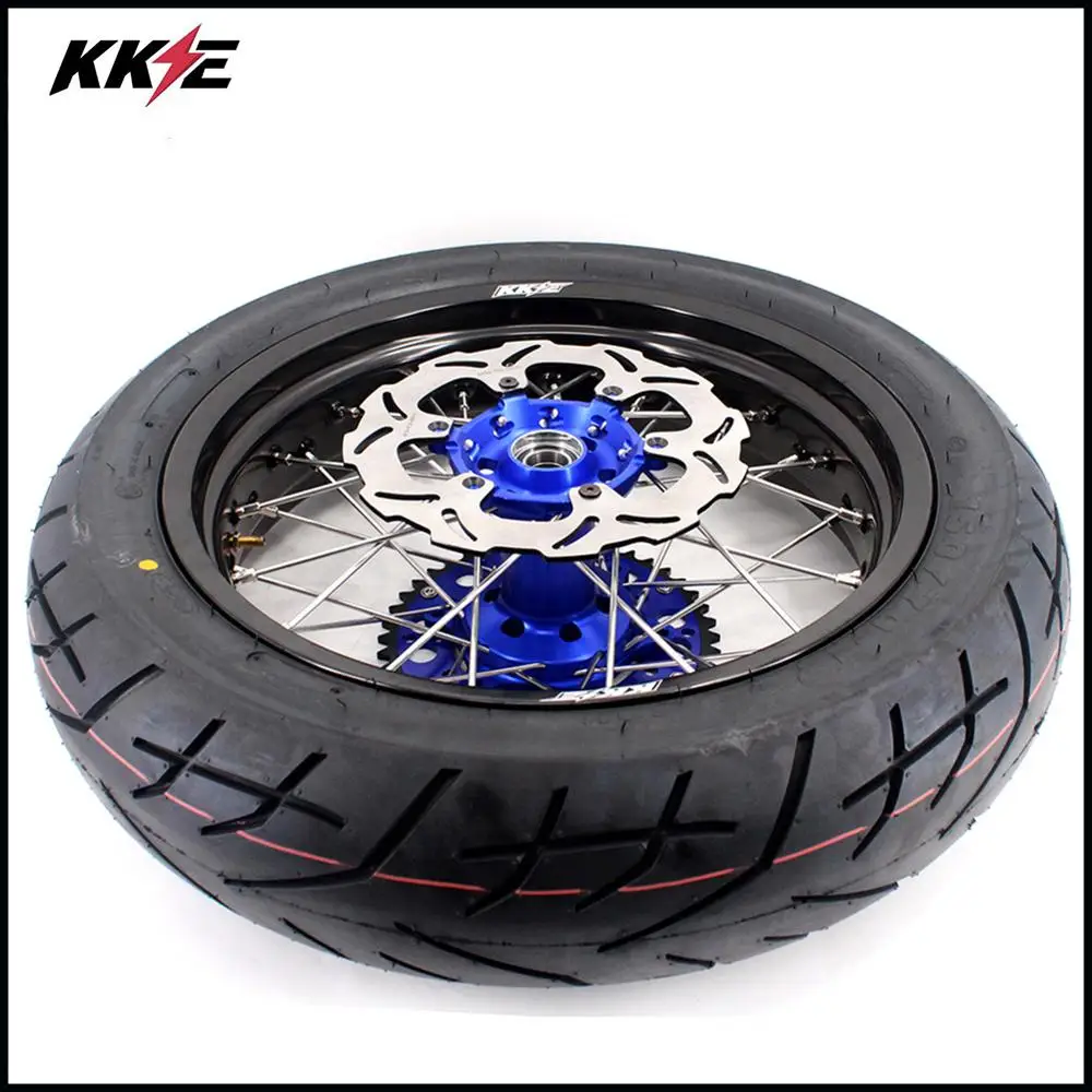 KKE 3,5/5,0*1" супер мото колеса диски шины Набор для YAMAHA WR250F 2001- WR450F 2003- Supermotard 320 мм диск