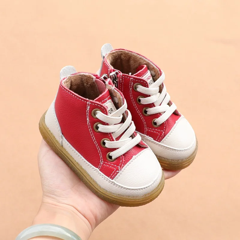 Children's Shoes Genuine Leather Baby Winter Shoes 1-2 Years Old Baby Cotton Shoes Autumn and Winter Shoes Baby Boots
