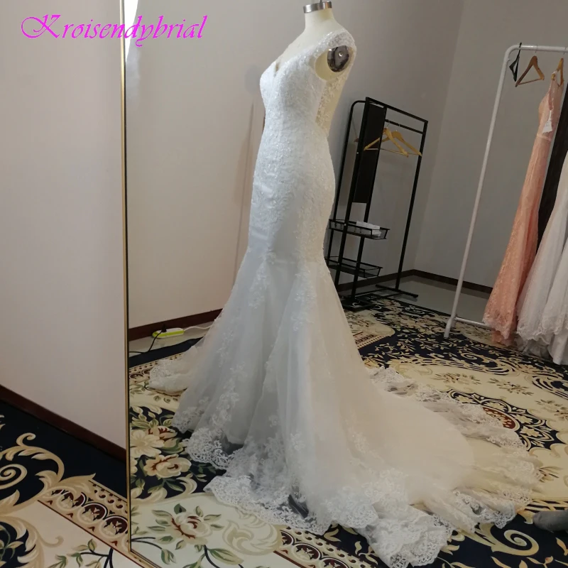 DZW027 Vestidos De Noiva Custom V Neck Sheath Mermaid Wedding Dresses robe de mariage Beautiful Dress Bridal Gowns 2019 | Свадьбы и