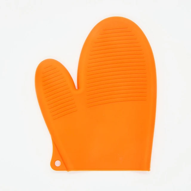 Microwave Oven Mitts Silicone Kitchen Gloves Waterproof Hot Heat Resistant Silicon BBQ Grill Glove Cooking Mitts Baking Grilling Orange