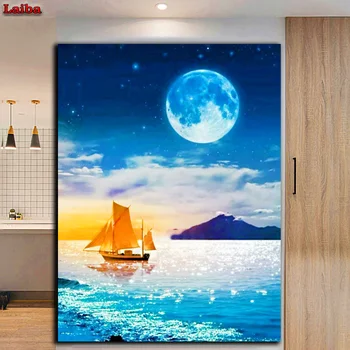 

DIY Diamond Painting Seaside scenery puzzle Full Square Round Painting Cross Stitch 5D Rhinestones Mosaic Gift Home Decoration