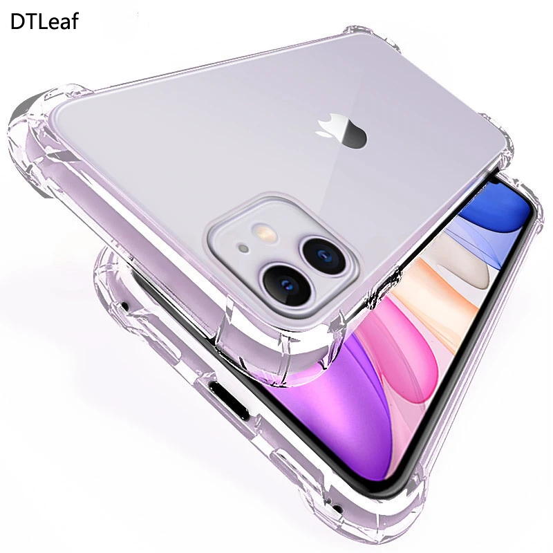 Transparent Shockproof Soft Silicone Case for iPhone 12 11 Pro Max X XR XS 8 7 6 6SP Protect Back Cover iphone 8 wallet case