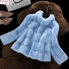 Новинка зимы, куртка из искусственного меха размера плюс, шуба из искусственного меха норки с воротником, короткая шуба из норки, женская шуба, верхняя одежда, пальто