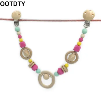 

Baby Beaded Nipple Teether Wood Pacifier Chain Clip Nursing Dummy Chew Toys Infant Shower Gifts