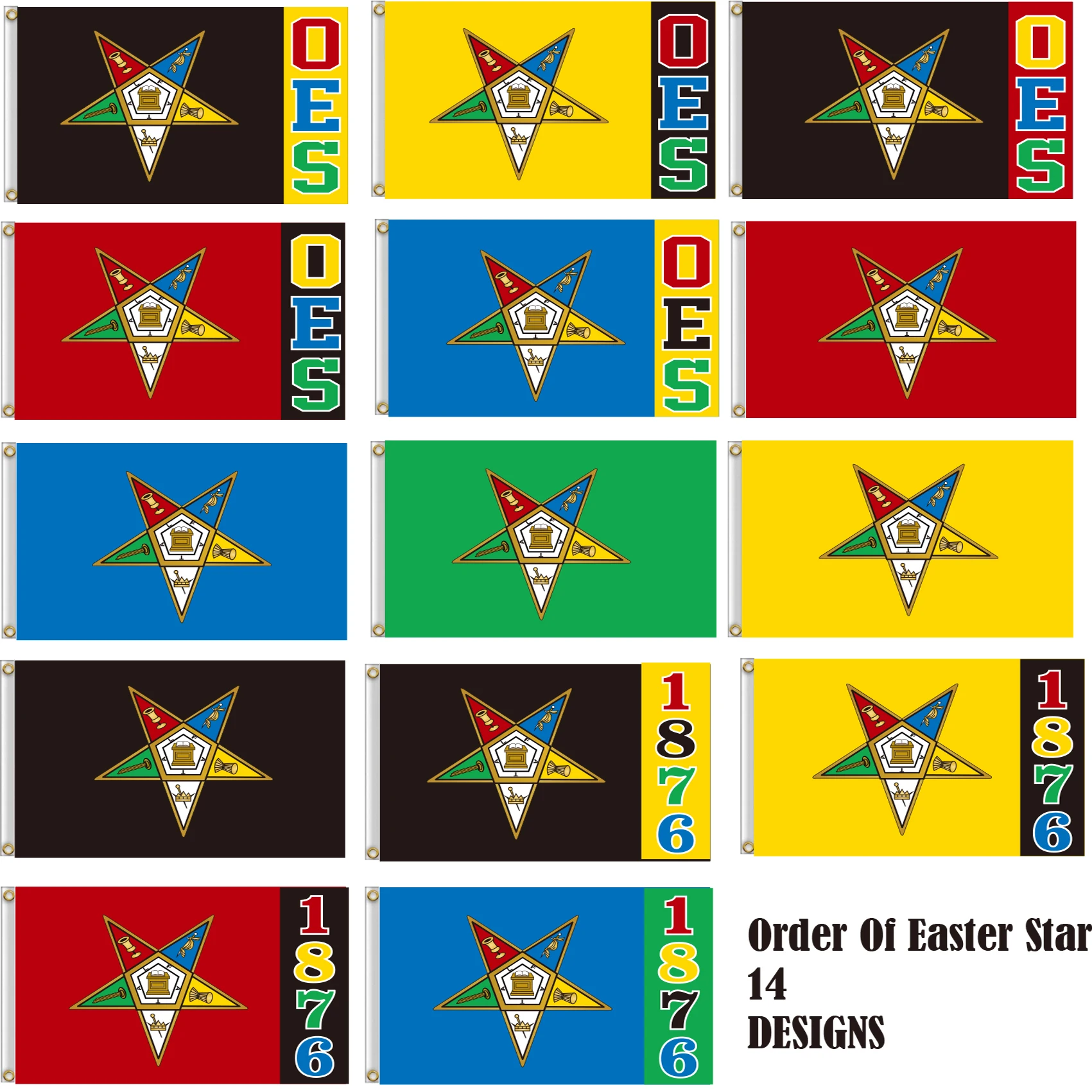 

High Quality 3*5ft 90*150cm Custom 14 designs flag--OES 1876 Sorority