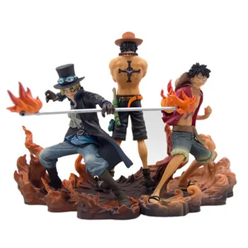 

Anime Luffy Portgas D Ace Sabo Three Brothers Scenes PVC Action Figure Collection Model Toy X2661