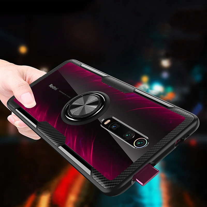 Для Xiaomi mi 9T красный mi K20 Pro Чехол для телефона роскошный TPU рамка прозрачная PC задняя крышка Алюминиевый кольцевой кронштейн противоударный