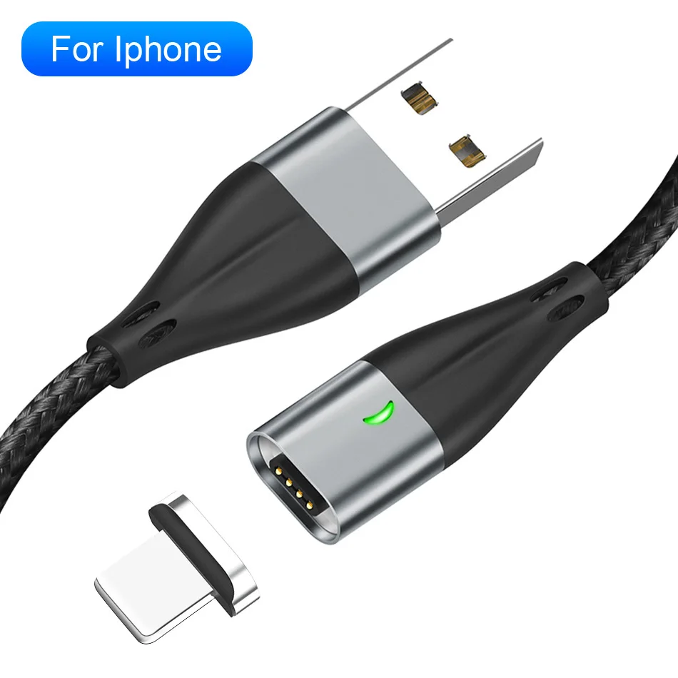 Магнитный кабель быстрая 3A для iPhone XS samsung зарядное устройство Быстрая зарядка 3,0 Micro usb type C Магнитный зарядный кабель для телефона - Цвет: For iPhone gray