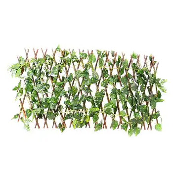 

Green Vine Simulation Plant Telescopic Fence Decorative Wooden Fence Climbing Frame Gardening Plant Home Decorations