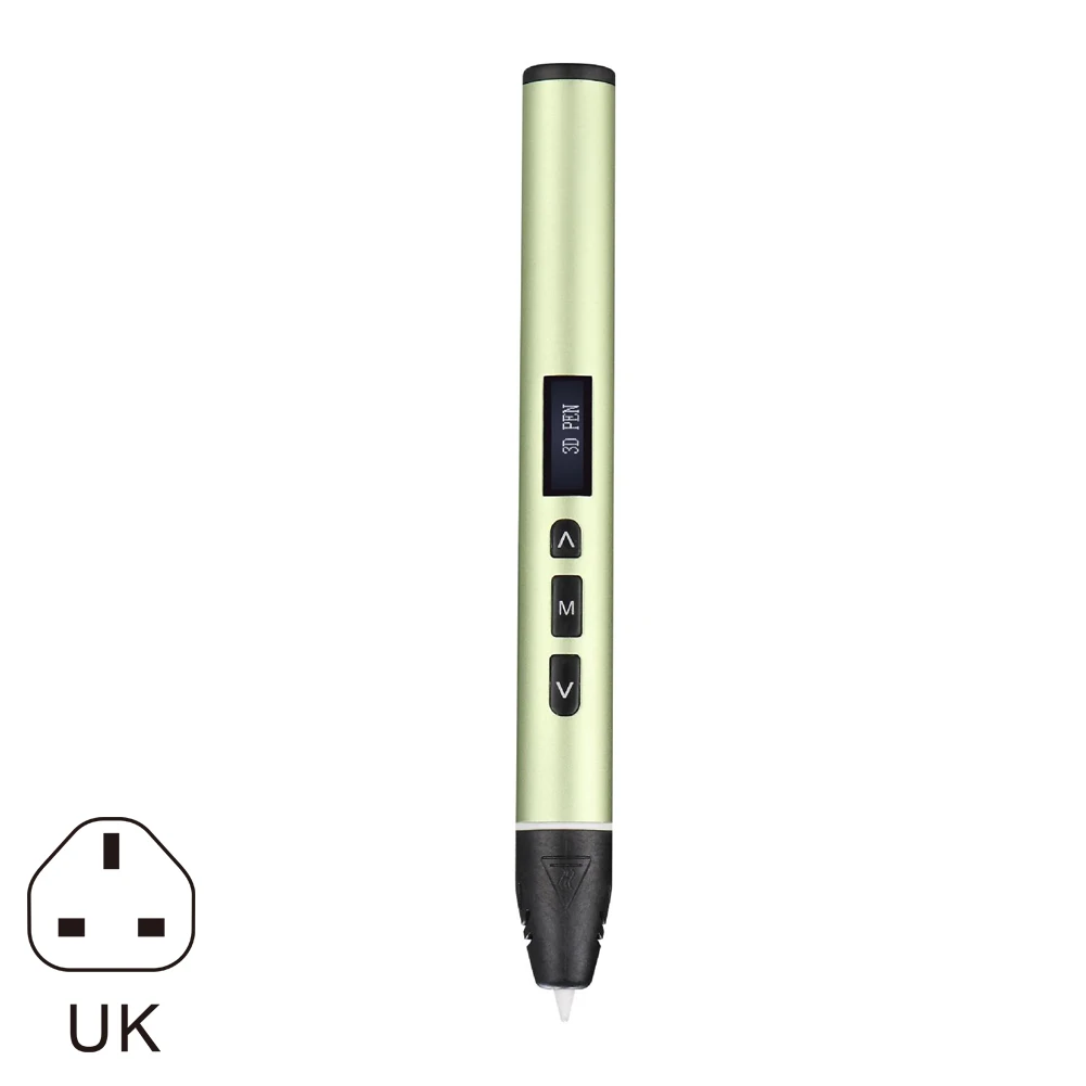 3D печать Ручка OLED дисплей Поддержка PLA PCL Режимы легко Управление ручки с принтом для подарков Новое поступление - Цвет: Green  UK plug