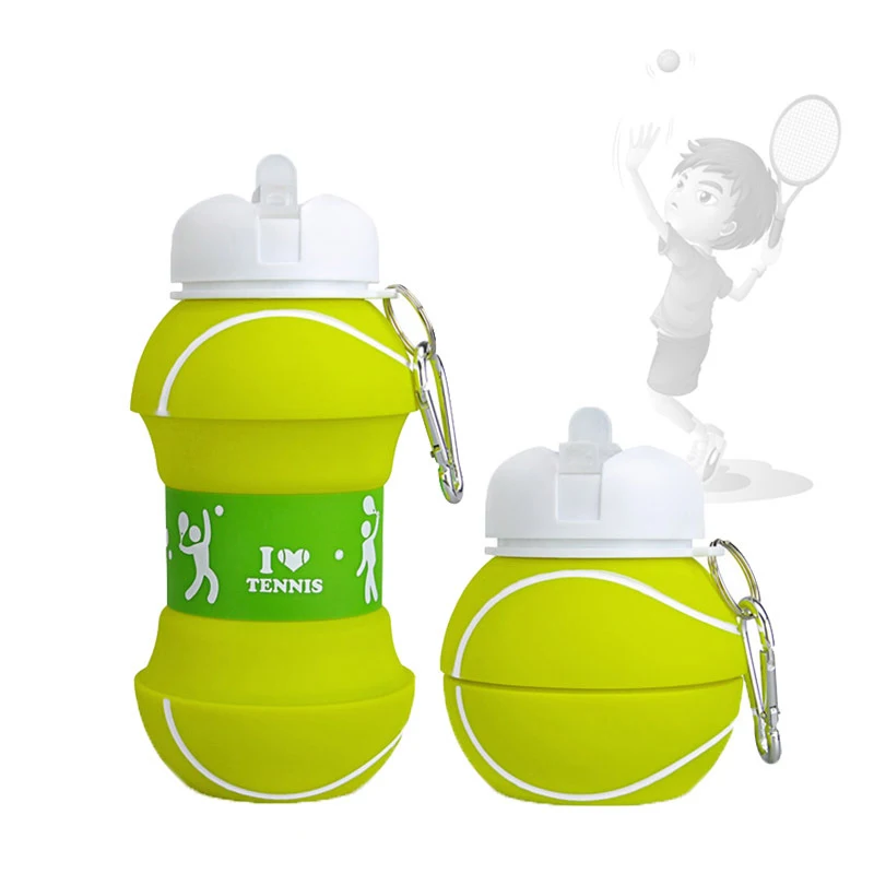 Fold Tennis Water Bottle Travel Hiking Office Camping School Sports Plastic Kettle Healthy Material Portable Kids Water Bottle