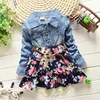 Imcute Floral Denim Dress Jeans For Baby Kid Girls Autumn Long Sleeve Princess Dresses Autumn Clothes Baby Outfits 1-5 years 1