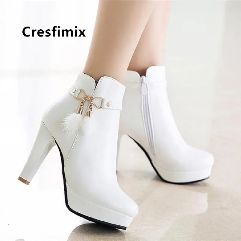 Cresfimix botas de mujer; женские милые водонепроницаемые ботинки из искусственной кожи белого цвета; женские повседневные ботинки высокого качества; большие размеры 34-43; a6049