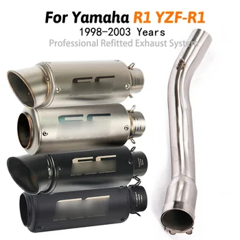 

Slip On For 1998-2003 Yamaha YZF R1 Exhaust Pipe Stainless Steel Mid Link Pipe for Black 51 mm Silencer Removable DB Killer Tips