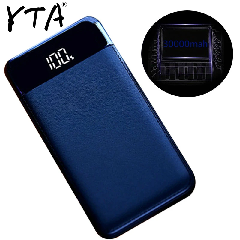 

30000mah Power Bank External Battery PoverBank 2 USB LCD Powerbank Portable Mobile phone Charger for Xiaomi MI iphone XS Max 7 8