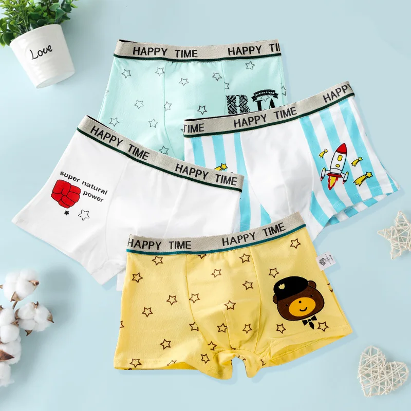 Jungen Boxer Shorts 2-12 Jahre Kinder Unterwäsche 4 Stück Kinder Höschen 2
