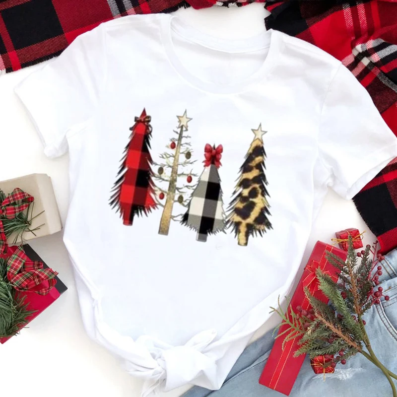 

Merry Christmas Women Tshirt Christmas Tree Shirt Graphic Tees Woman 2020 Thanksgiving Casual Print 90s Clothes