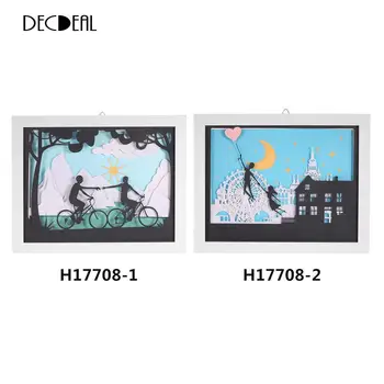 

2 Shape 3D Decorative Painting with Frame Delicate Paper Engraving Picture Wall Living Room Decals Home Decoration 24*30cm