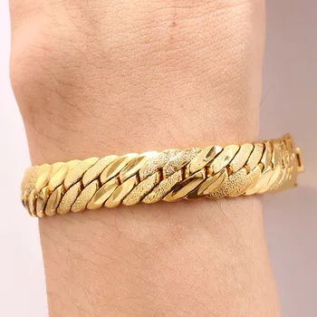 

High-end 24K Gold Flushable Washable Bracelets for Black Race Symbol of Wealth Hip Hop Popular Bracelet men gifts Free shipping