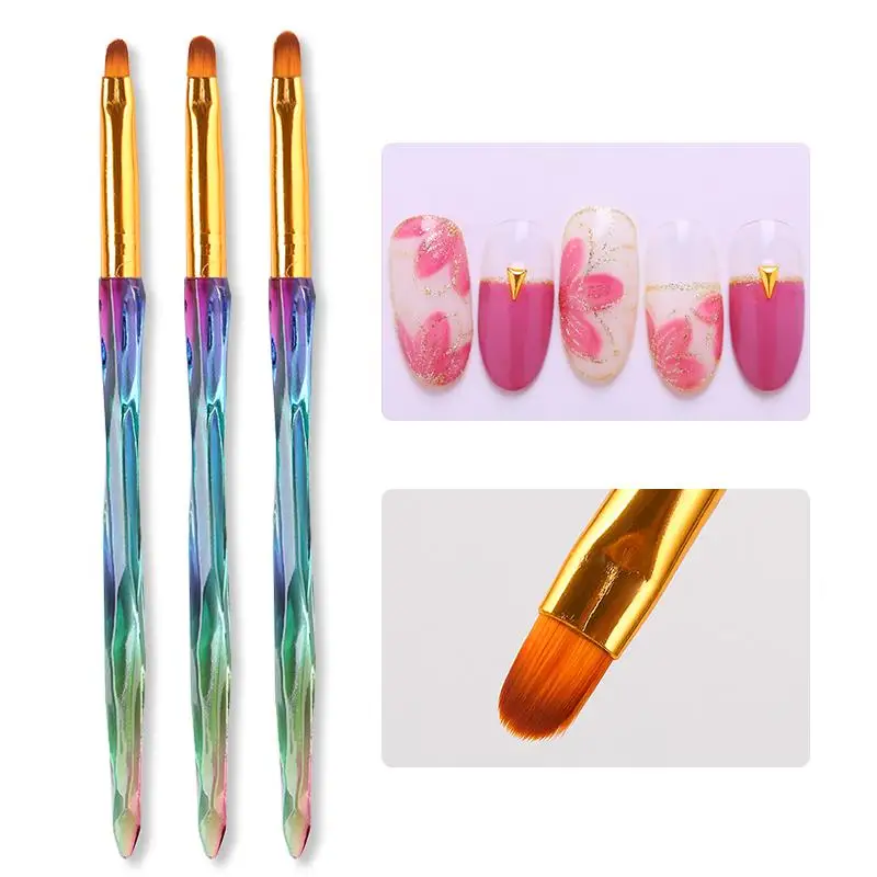 BORN PRETTY 3PCS Nail Brush Acrylic Handle Pen Nail Art Line Painting Flower Drawing Brush For UV Gel Polish Nail Art Tool 5