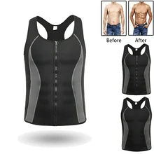 Мужской жилет для похудения популярная рубашка снижение веса потогонный костюм для сауны талии утягивающий корсет моделирующий корсет-боди майка без рукавов с круглым вырезом с на молнии